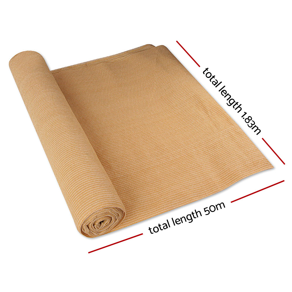 Instahut 70% Shade Cloth 1.83x50m Shadecloth Sail Heavy Duty Beige - 0