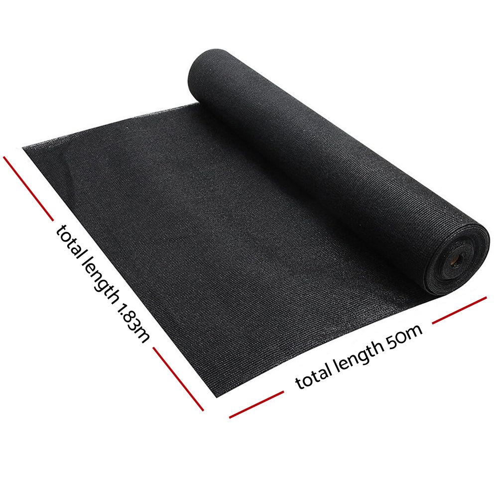 Instahut 70% Shade Cloth 1.83x50m Shadecloth Sail Heavy Duty Black - 0