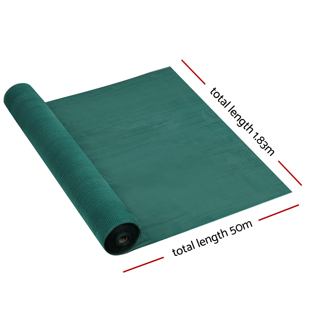 Instahut 30% Shade Cloth 1.83x50m Shadecloth Wide Heavy Duty Green - 0