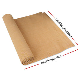 Instahut 90% Shade Cloth 3.66x10m Shadecloth Sail Heavy Duty Beige - 0