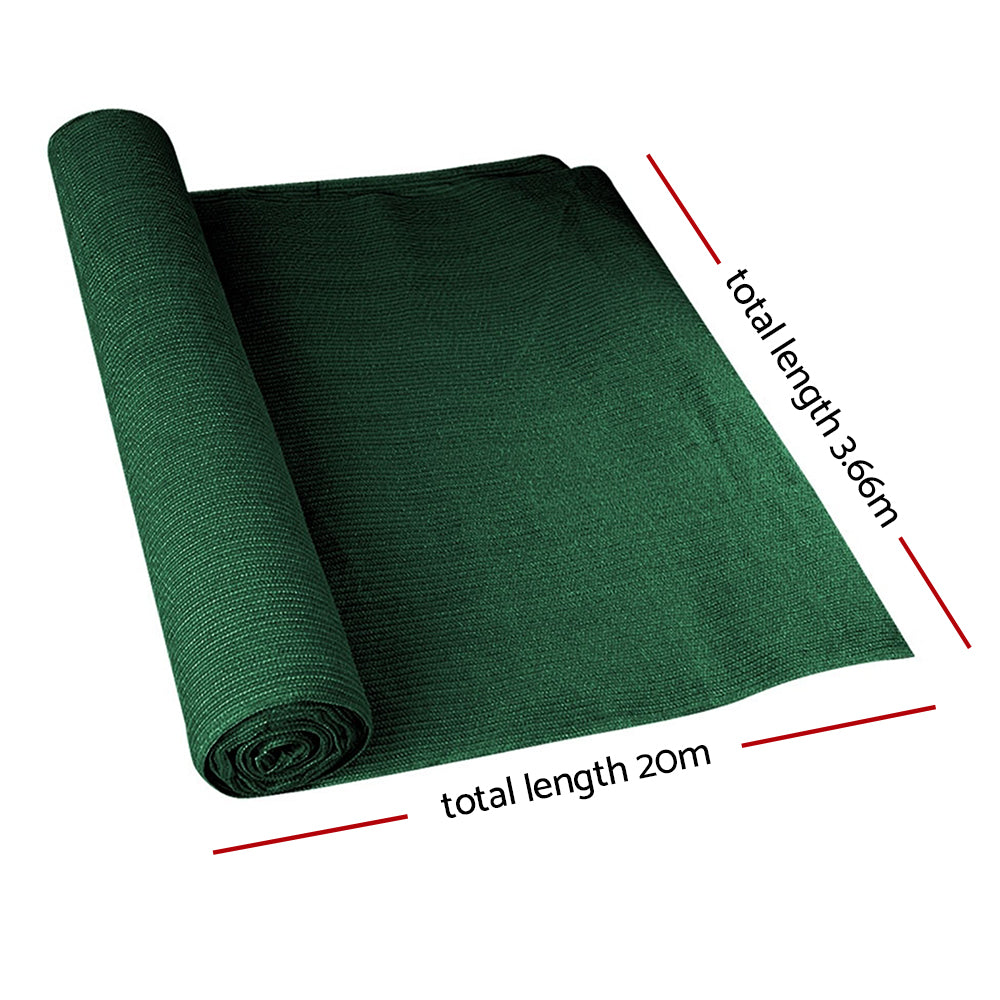 Instahut 90% Shade Cloth 3.66x20m Shadecloth Sail Heavy Duty Green - 0