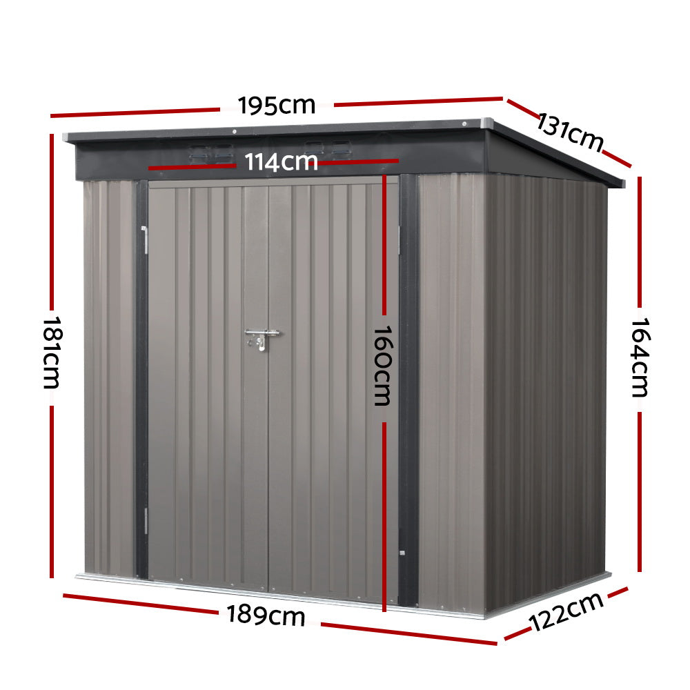 Giantz Garden Shed 1.95x1.31M Sheds Outdoor Storage Steel Workshop House Tool Double Door - 0
