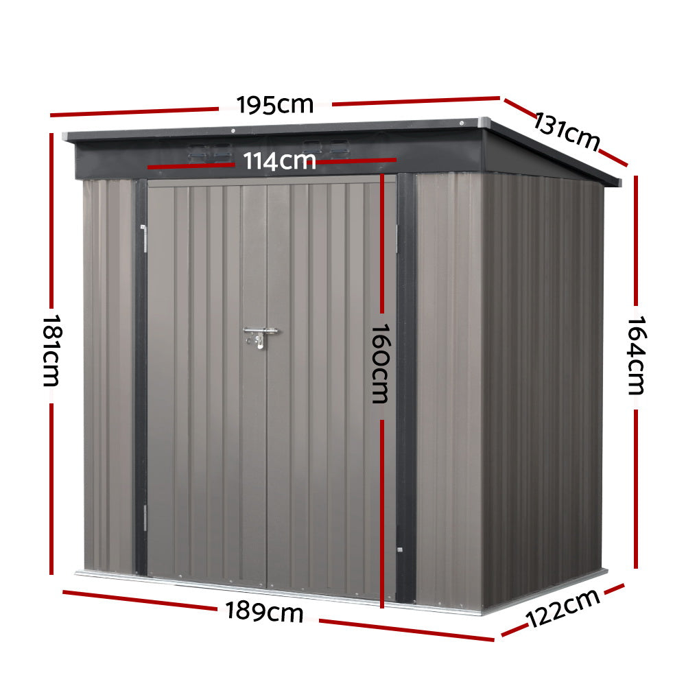 Giantz Garden Shed 1.95x1.31M Sheds Outdoor Storage Steel Workshop House Tool Double Door