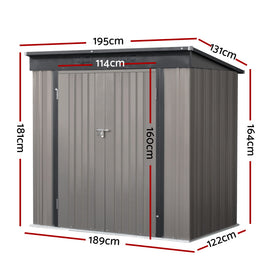 Giantz Garden Shed 1.95x1.31M Sheds Outdoor Storage Steel Workshop House Tool Double Door - 0