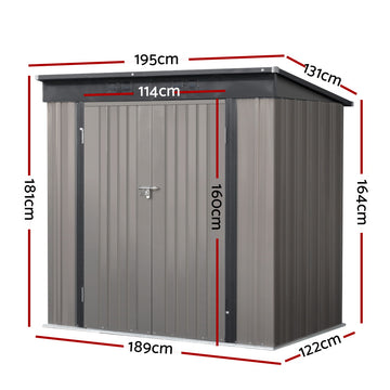 Giantz Garden Shed 1.95x1.31M Sheds Outdoor Storage Steel Workshop House Tool Double Door - 0