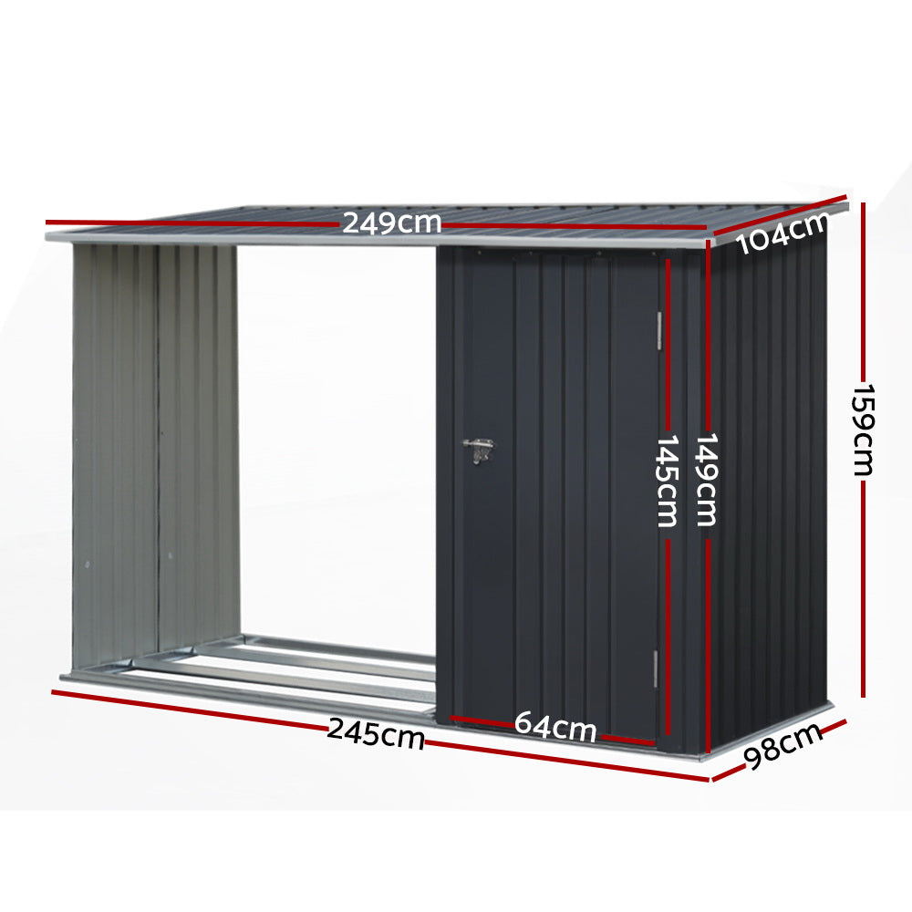 Giantz Garden Shed 2.49x1.04M Sheds Outdoor Tool Storage Workshop House Steel 2 in 1 - 0