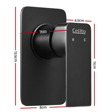 Cefito Shower Mixer Tap Wall Bath Taps Brass Hot Cold Basin Bathroom Black - 0