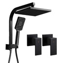 Cefito 8'' Rain Shower Head Set Handheld Square High Pressure Twins Tap Black-1