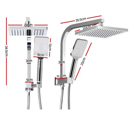 Cefito 8'' Rain Shower Head Set Handheld Square High Pressure Chrome - 0