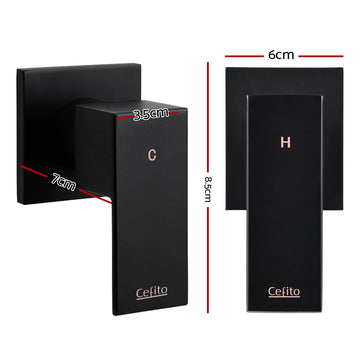 Cefito Shower Twins Tap Wall Bath Taps Brass Hot Cold Basin Bathroom Black - 0