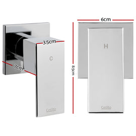 Cefito Shower Twins Tap Wall Bath Taps Brass Hot Cold Basin Bathroom Chrome - 0