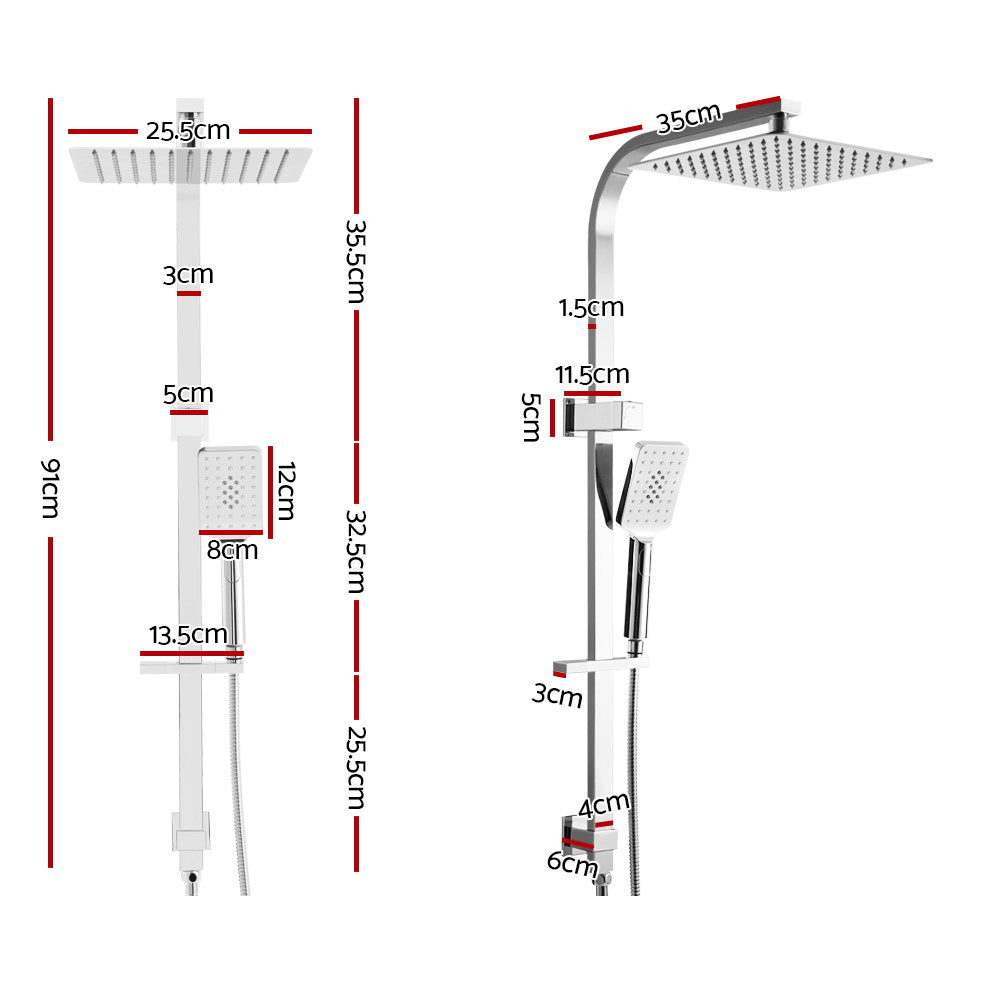 Cefito 10'' Rain Shower Head Set Handheld Square High Pressure Chrome - 0