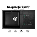 Cefito Stone Kitchen Sink 860X500MM Granite Under/Topmount Basin Bowl Laundry Black-4