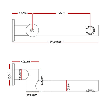Cefito Bathroom Mixer Spout Wall Bath Tap Round Swivel Bathtub Chrome - 0