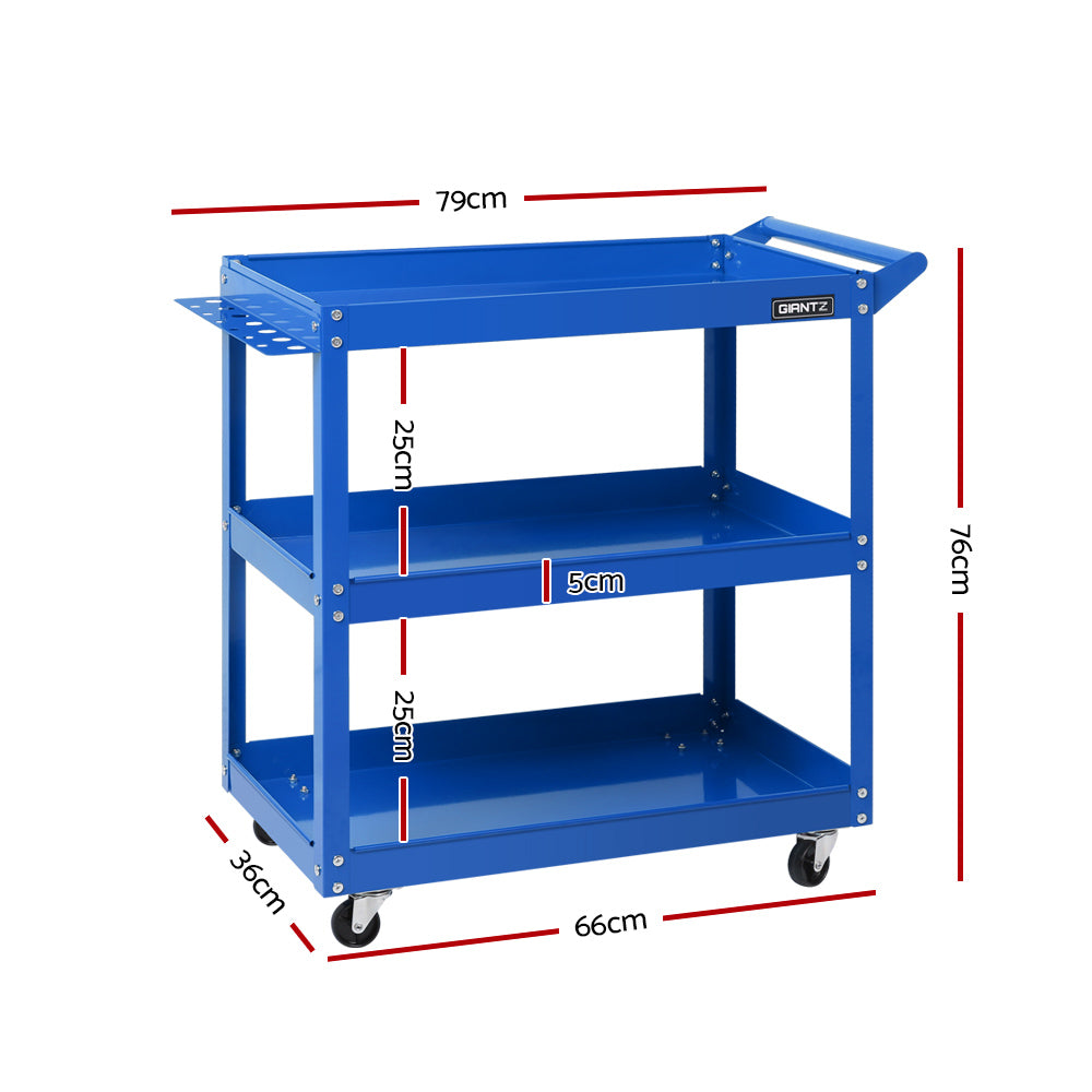 Giantz 3-Tier Tool Cart Trolley Workshop Garage Storage Organizer Blue - 0