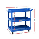 Giantz 3-Tier Tool Cart Trolley Workshop Garage Storage Organizer Blue-2