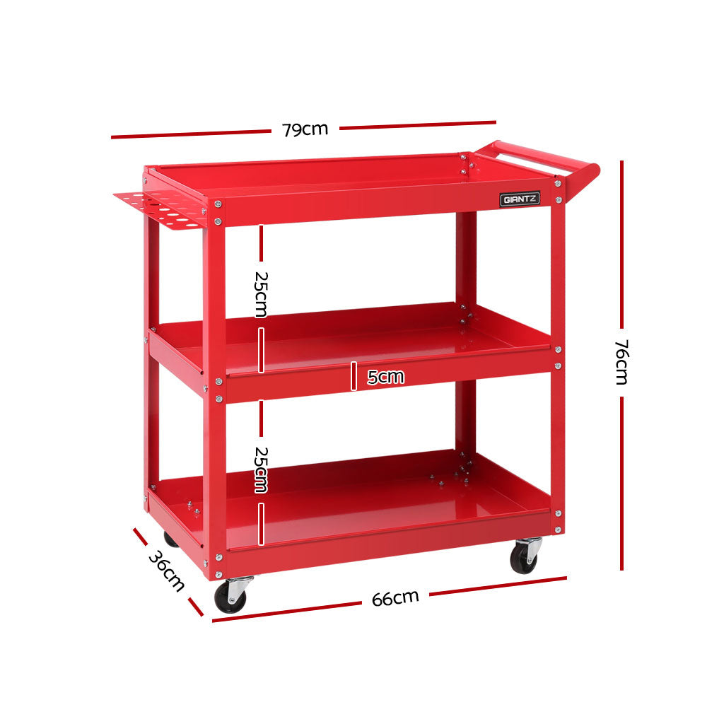 Giantz 3-Tier Tool Cart Trolley Workshop Garage Storage Organizer Red - 0