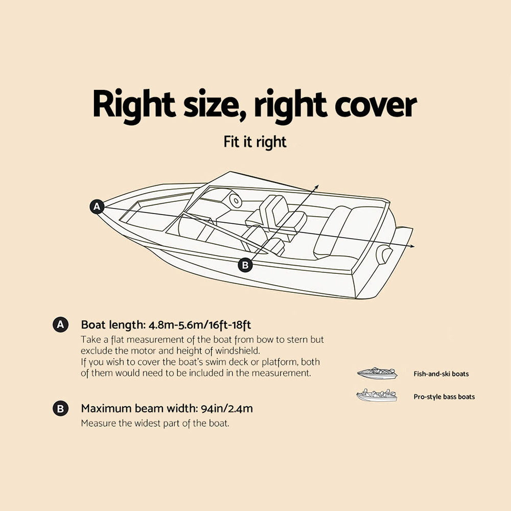 Seamanship 16-18.5ft Boat Cover Trailerable Marine Grade 600D - 0