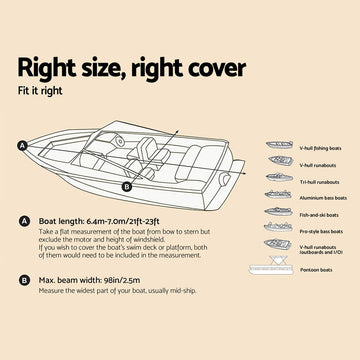 Seamanship Boat Cover 21-23ft Trailerable Jumbo Marine 600D Heavy Duty Grey - 0