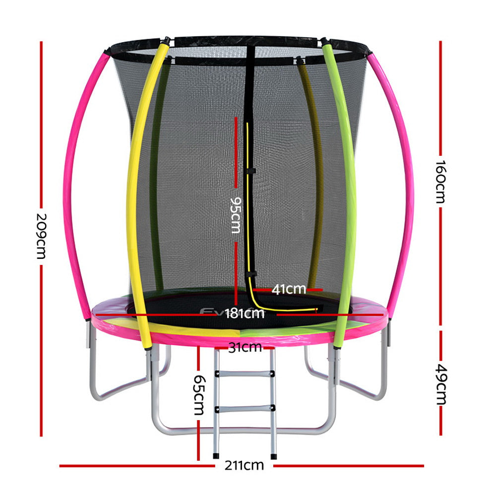 Everfit 6FT Trampoline for Kids w/ Ladder Enclosure Safety Net Rebounder Colors - 0