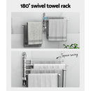 Towel Rail Rack Holder 4 Bars Wall Mounted Stainless Steel Swivel Hanging Hook-5