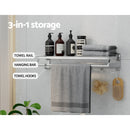 Towel Rail Rack Holder 4 Bars Wall Mounted Aluminium Foldable Hanging Hook-6