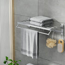 Towel Rail Rack Holder 4 Bars Wall Mounted Aluminium Foldable Hanging Hook-7