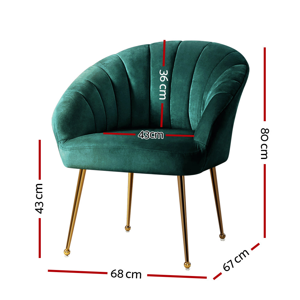 Artiss Armchair Velvet Green Eloise - 0