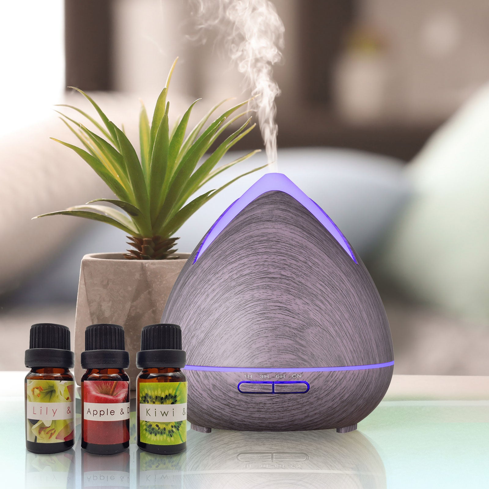 Essential Oils Ultrasonic Aromatherapy Diffuser Air Humidifier Purify 400ML - Violet - 0