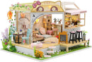 Dollhouse Miniature with Furniture Kit Plus Dust Proof and Music Movement - Cat Coffee (Valentine's Day Gift Idea)-1