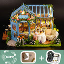 Dollhouse Miniature with Furniture Kit Plus Dust Proof and Music Movement - Rosa Garden Tea-11