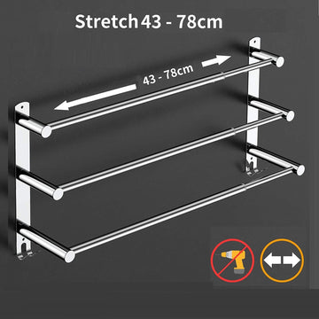Stretchable 45-75 cm Towel Bar for Bathroom and Kitchen (Three Bars) - 0
