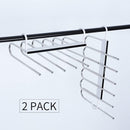2 Pack Adjustable Multi-Layer 6 in 1 Pants Hanger for Wardrobe and Home Storage (White)-2