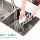 2 Pack Large Stainless Steel Roll Up Dish Drying Rack with Utensil Holder for Home Kitchen-6
