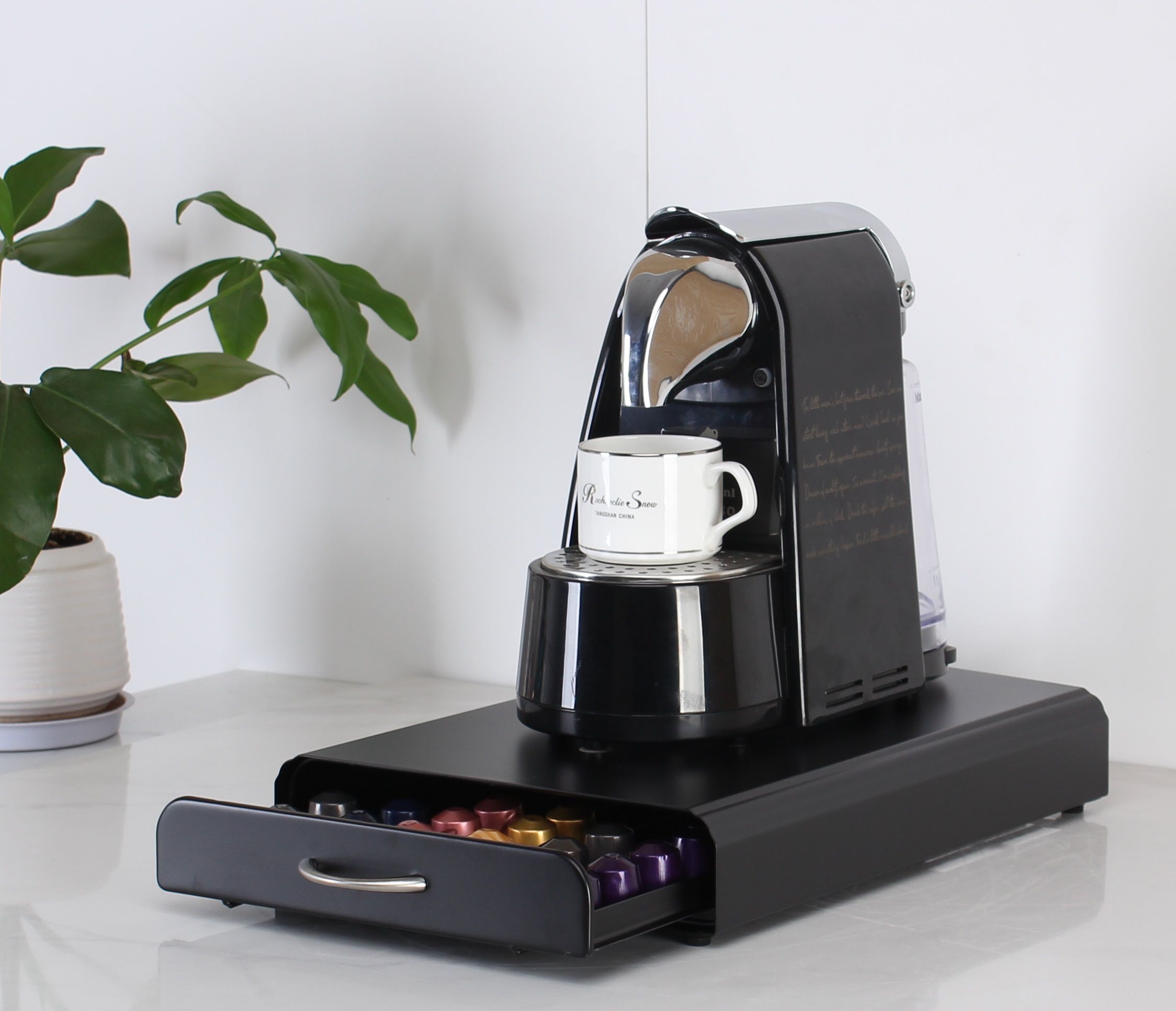 CARLA HOME Coffee Pods Holder Storage Drawer Compatible with 60 Nespresso Pods for Kitchen Storage & Organisation (Black) - 0