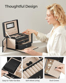 Jewelry Box 3 Layers Organizer Lockable Storage-7