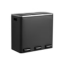 3x18L Kitchen Recycling Bins, Black-1