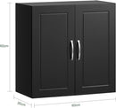 Wall Storage Cabinet Double Doors, Black-3