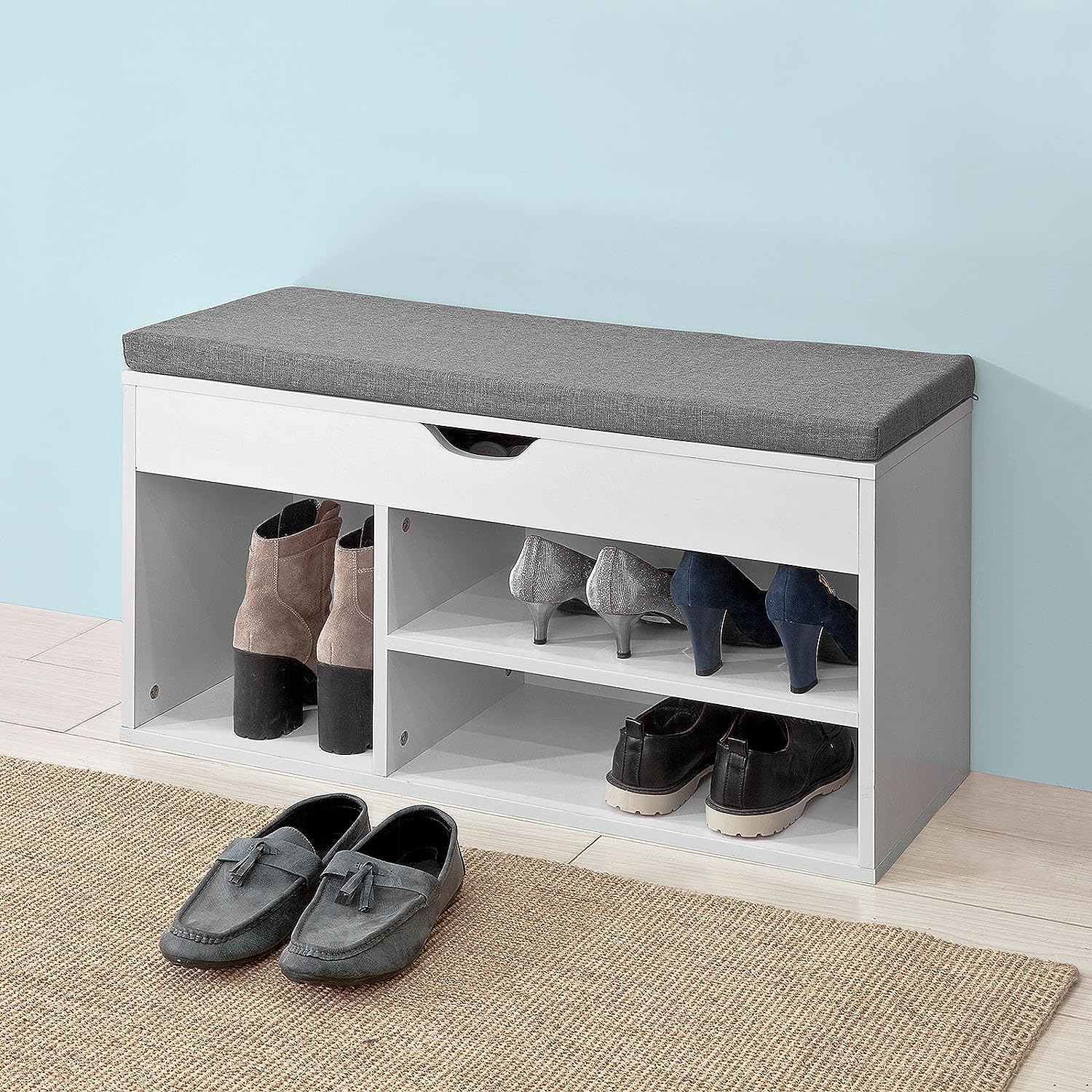 Padded Shoe Bench Lift Up Storage - 0