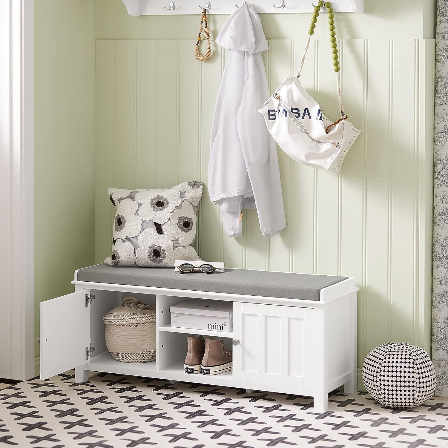 Shoe Cabinet Bench, White - 0