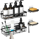 2 Pack Adhesive Stainless Steel Shower Caddy Shelf Organizer with 2 Soap Dishes for Bathroom-1