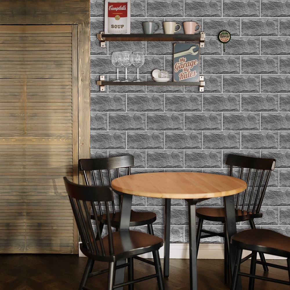 Waterproof Tiles Wallpaper Stickers Bathroom Kitchen Stone Brick - 0