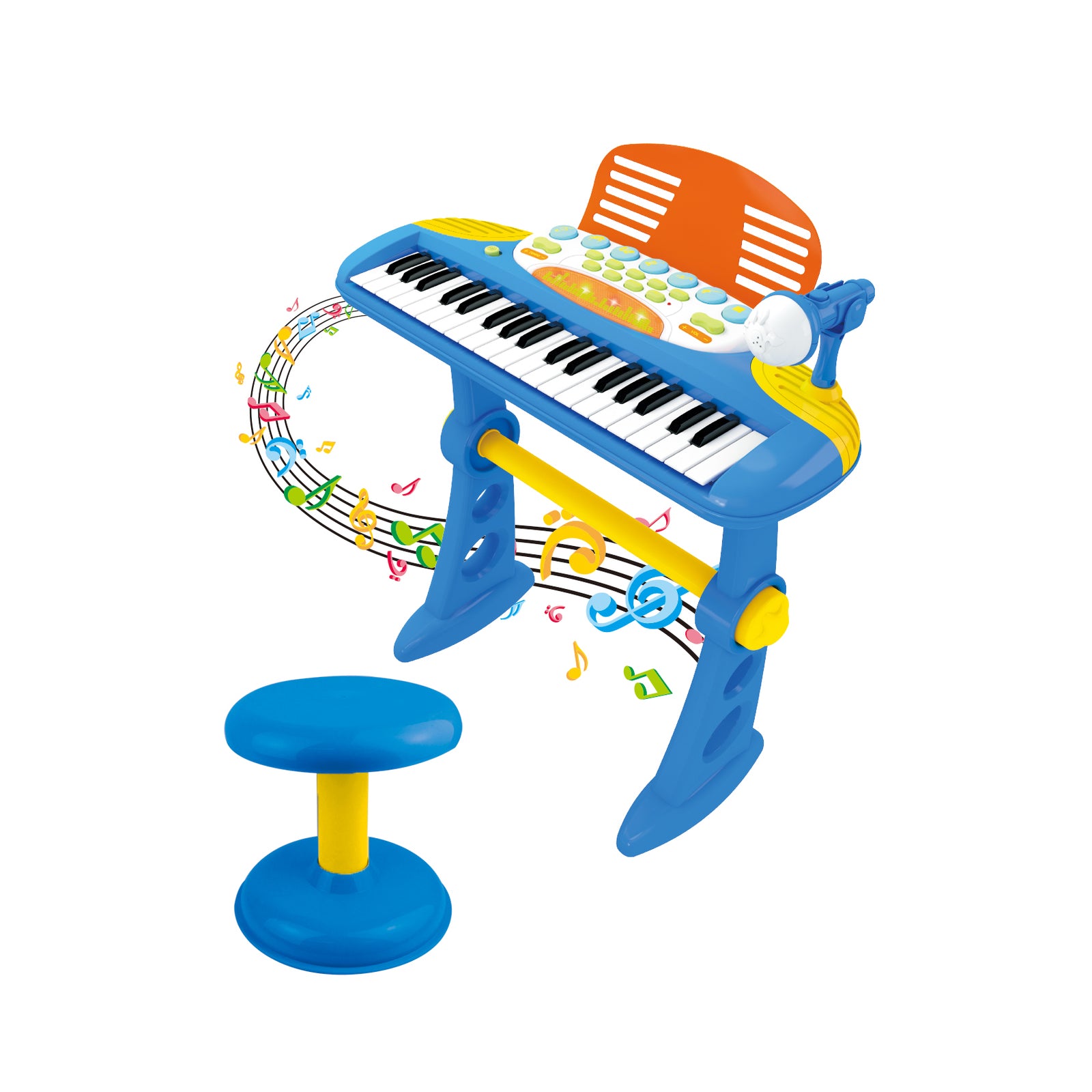 Children's Electronic Keyboard with Stand (Blue) Musical Instrument Toy - 0