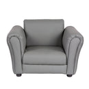 Kids Grey Couch Sofa Chair w/ Footstool in PU Leather-2