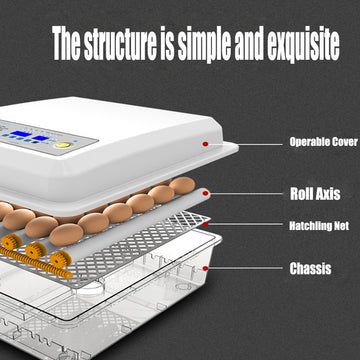 64 Egg Incubator Fully Automatic Digital Thermostat Chicken Eggs Poultry - 0