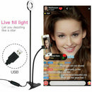 LED Selfie Ring Light with Cell Phone Holder Flexible Stand Live Stream Lamp AU-7