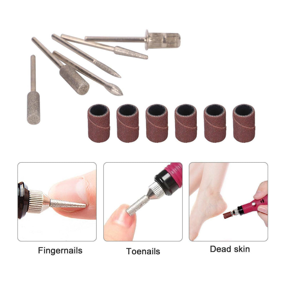 Electric Nail Drill Bits 12File Tool Kit Machine Acrylic Manicure Art Pen Shaper - 0