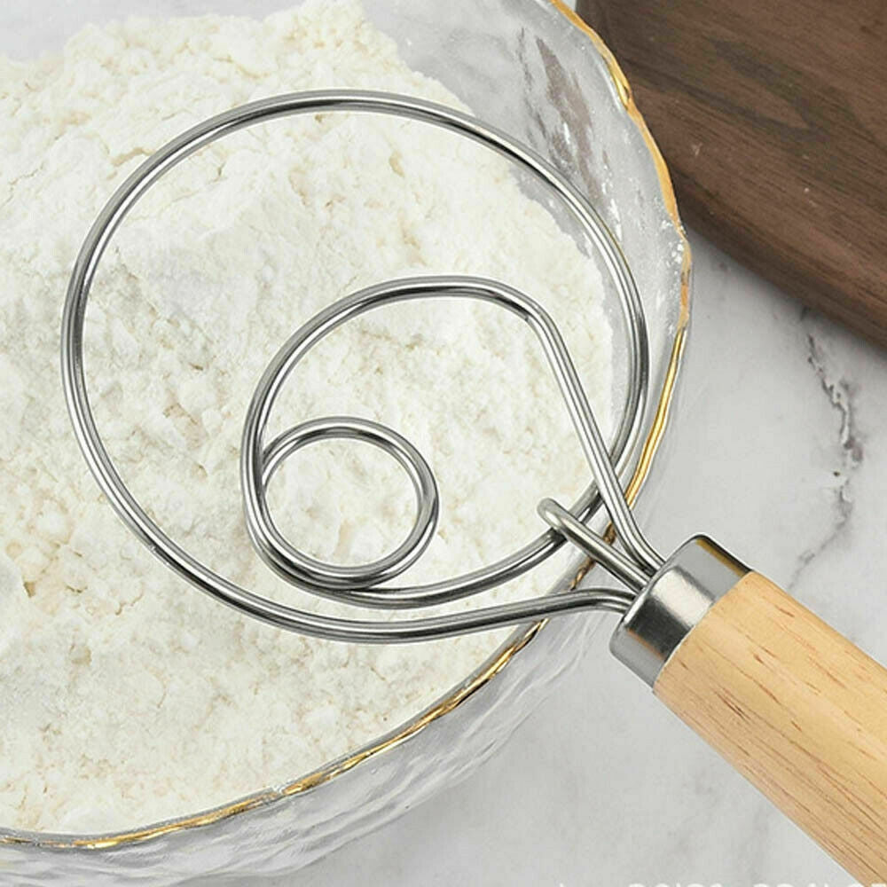 13 INCHES BAKING DOUGH STAINLESS STEEL LARGE WIRE WHISK MIXER BREAD COOKING TOOL - 0