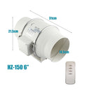 6" Inch Extractor Fan Remote Control Hydroponic Inline Exhaust Fan Industrial Vent-1