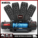 X-BULL 12V Electric Winch 12000LBS synthetic rope with 4PCS Recovery Tracks Gen3.0 Black-1
